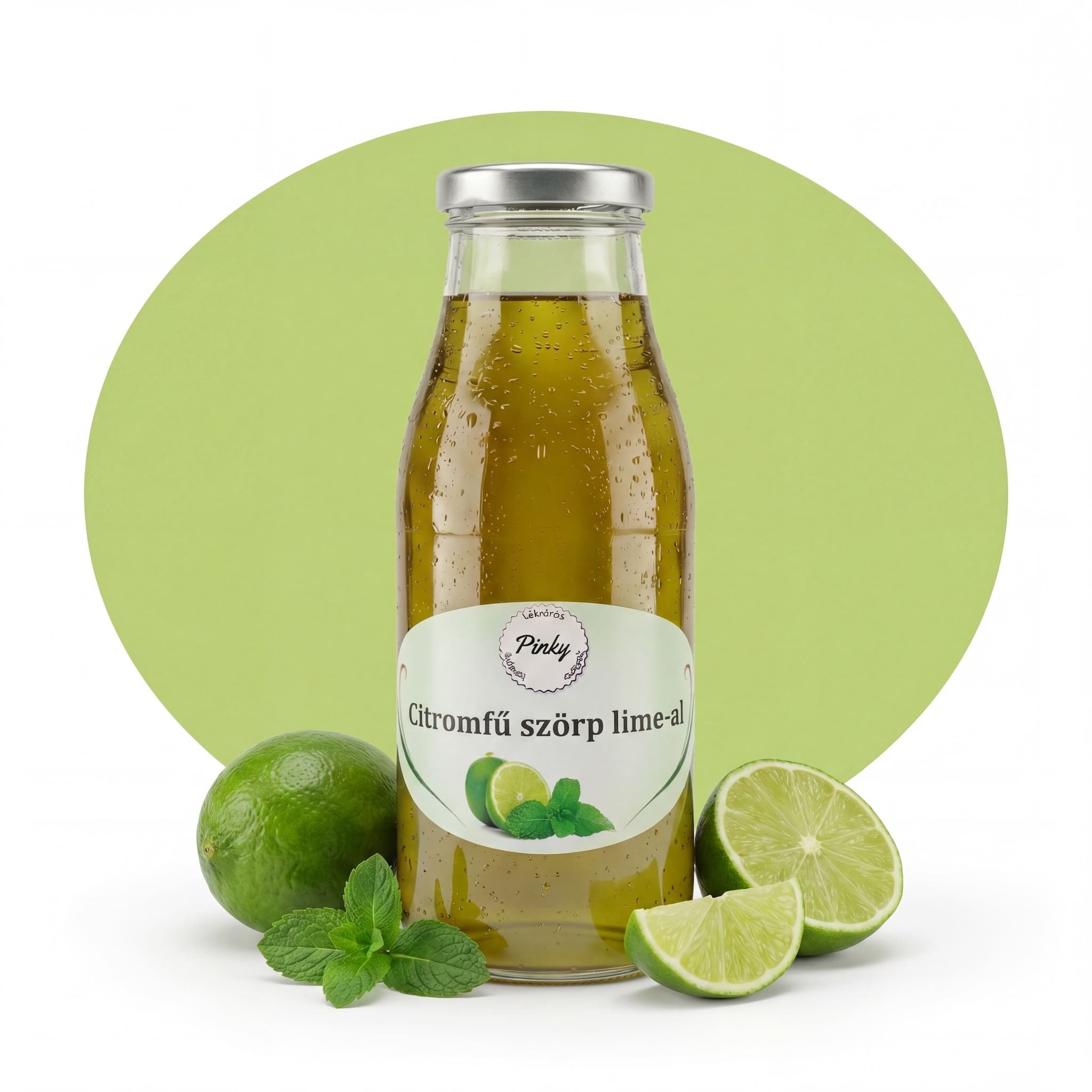 Pinky házi citromfű lime szörp 500 ml – kézműves, üde, frissítő