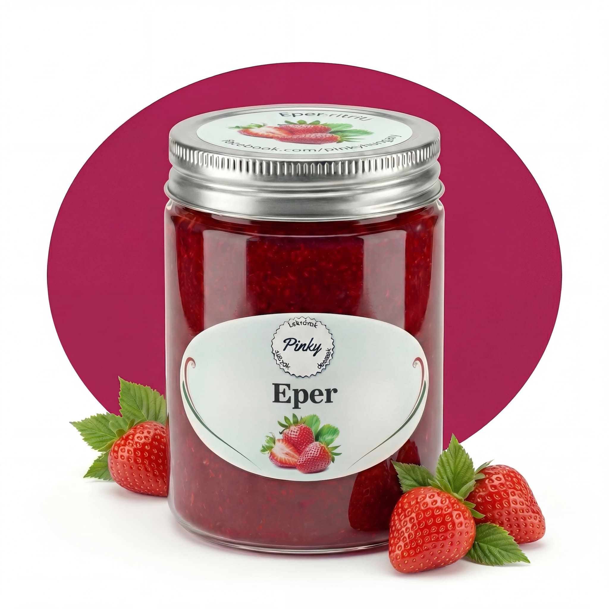 Pinky házi eper dzsem 355 ml – kézműves, friss, tartósítószer-mentes