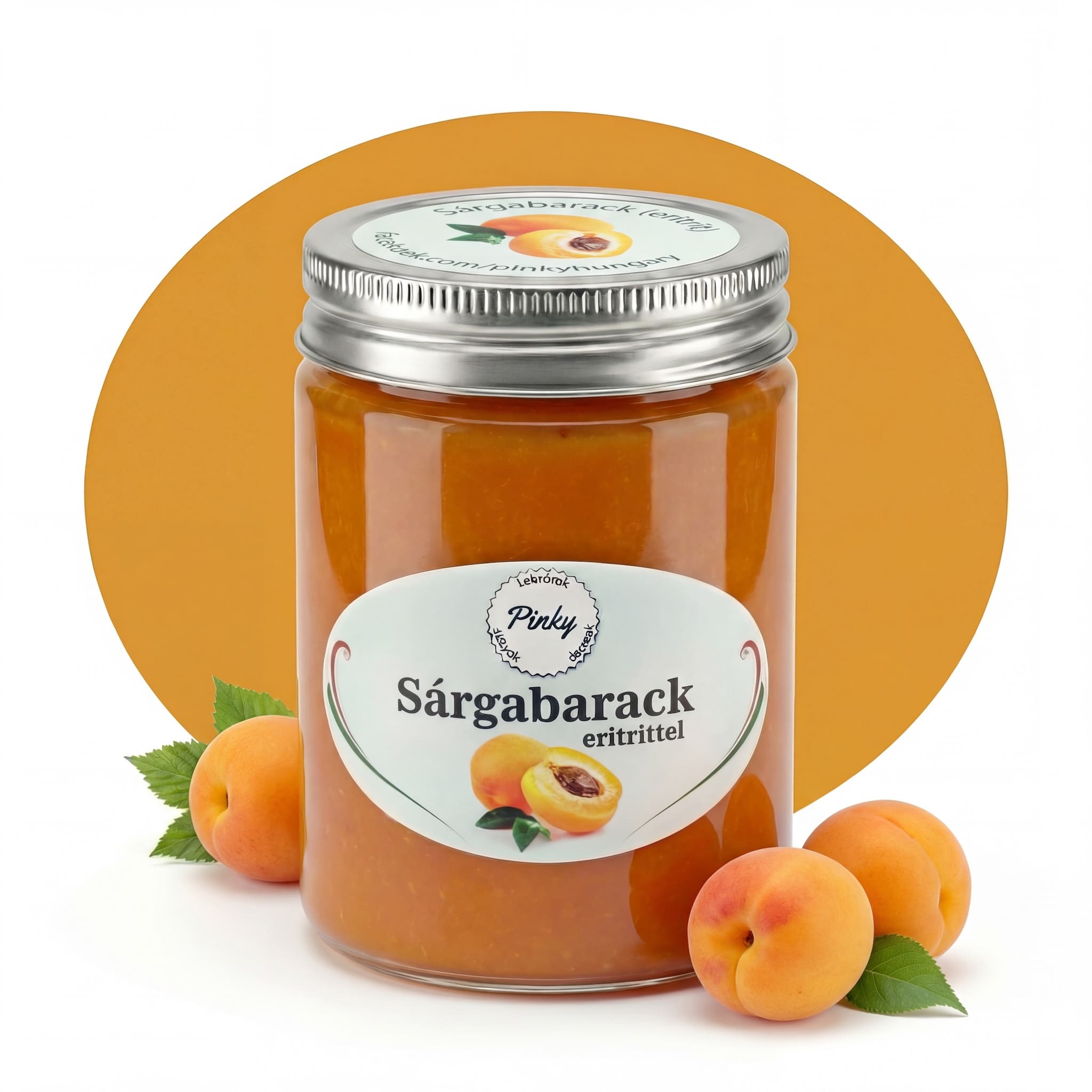 Pinky házi sárgabarack lekvár eritrittel 355 ml – cukormentes, kézműves