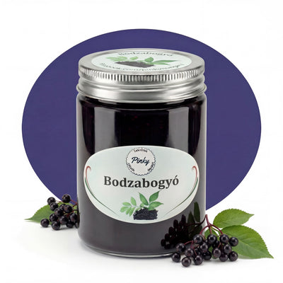 Pinky házi bodzabogyó lekvár 355 ml – kézműves, antioxidáns gazdag