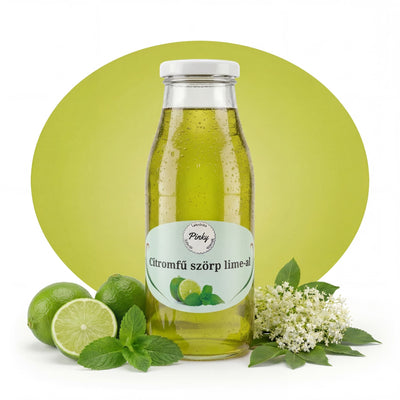 Pinky házi citromfű lime szörp 500 ml – kézműves, üde, frissítő