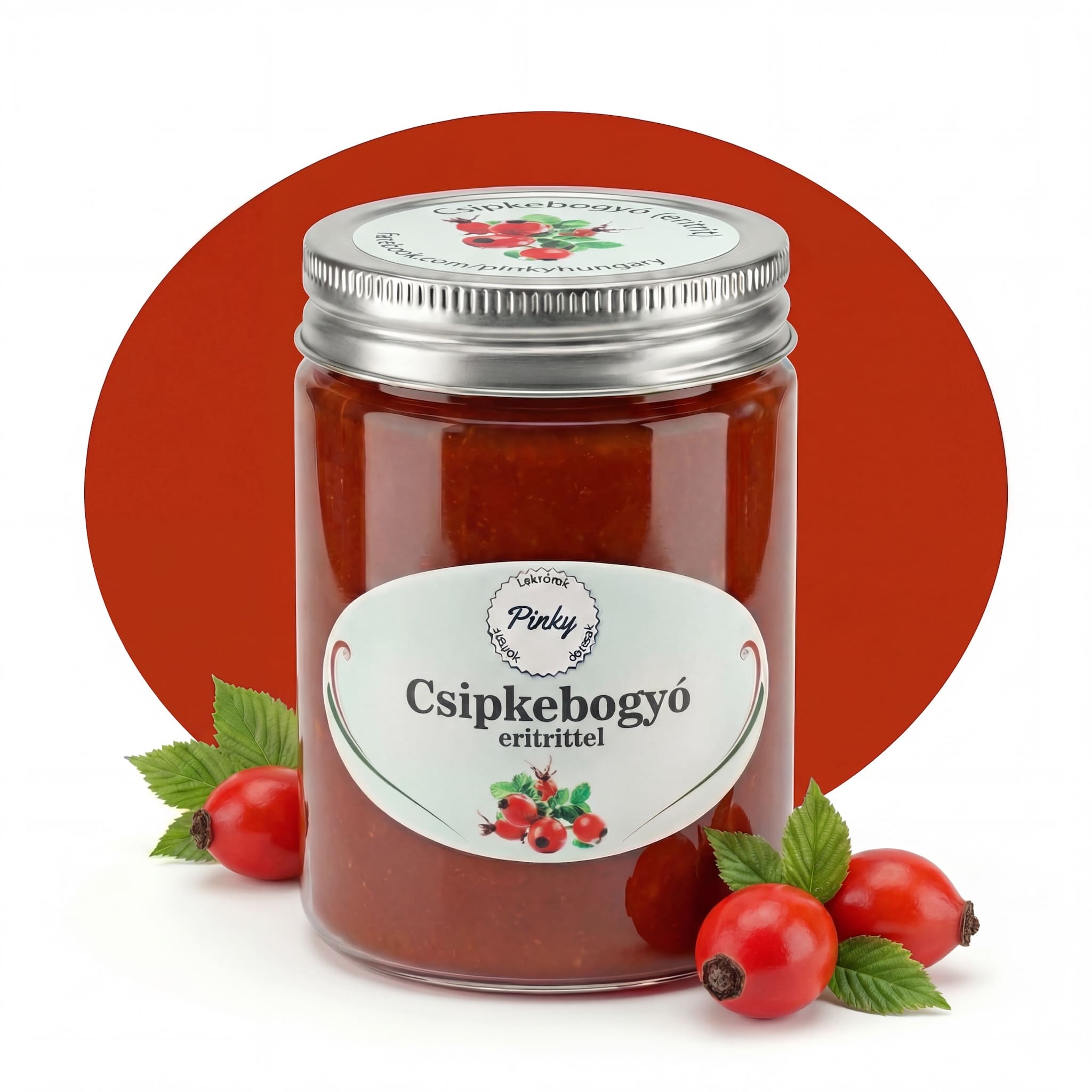 Pinky házi csipkebogyó lekvár eritrittel 355 ml – cukormentes kézműves