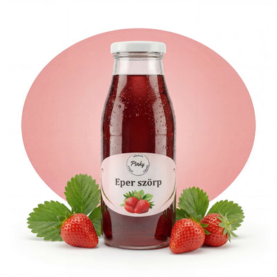 Pinky házi eper szörp 500 ml – kézműves, adalékmentes, természetes