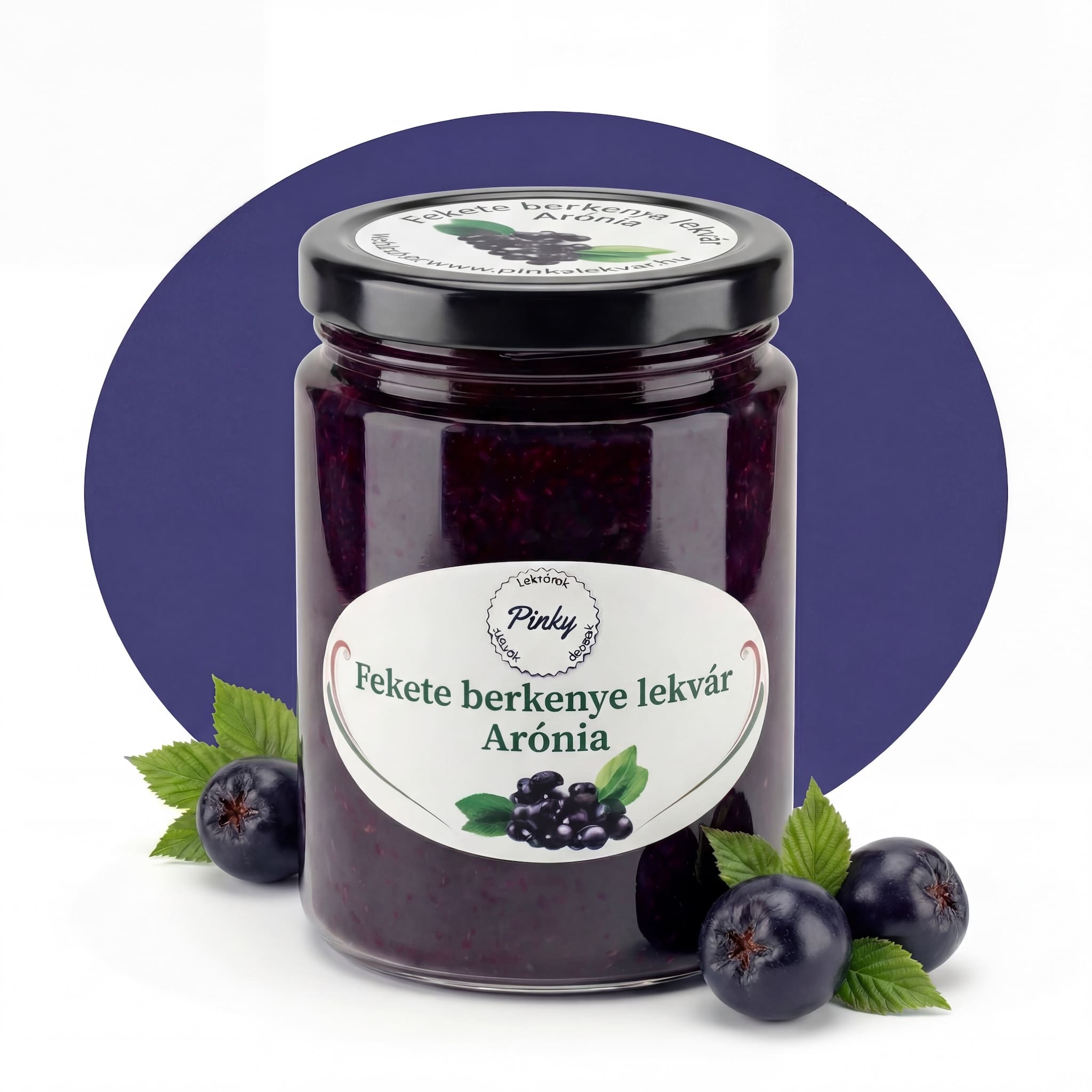 Pinky házi fekete berkenye arónia dzsem 355 ml – kézműves, antioxidáns