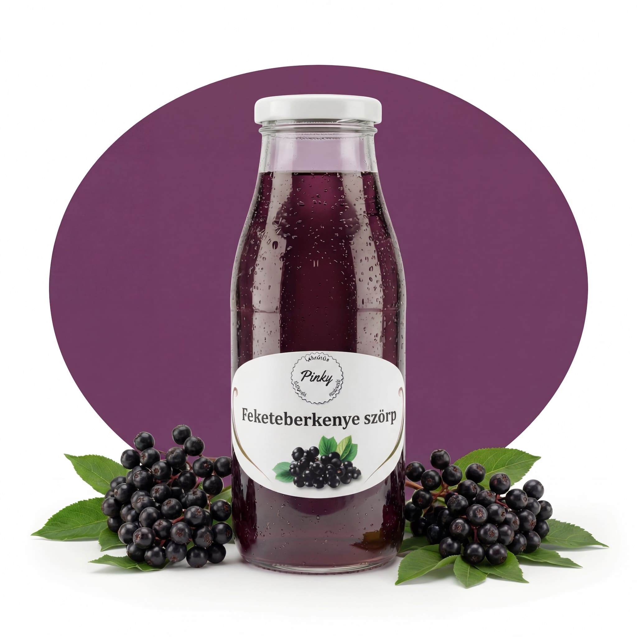 Pinky házi fekete berkenye arónia szörp 500 ml – kézműves, antioxidáns