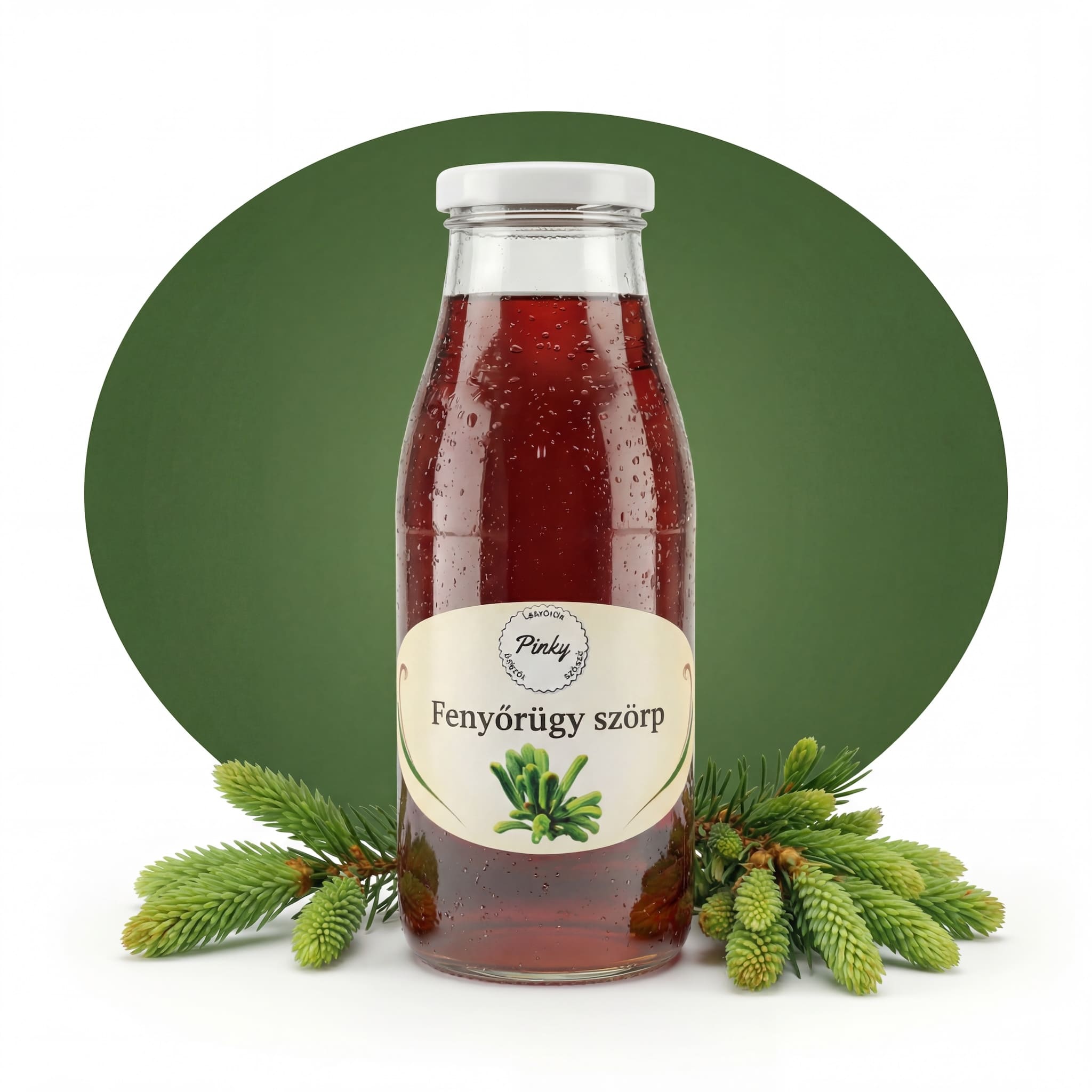 Pinky házi fenyőrügy szörp 500 ml – kézműves, erdei, természetes