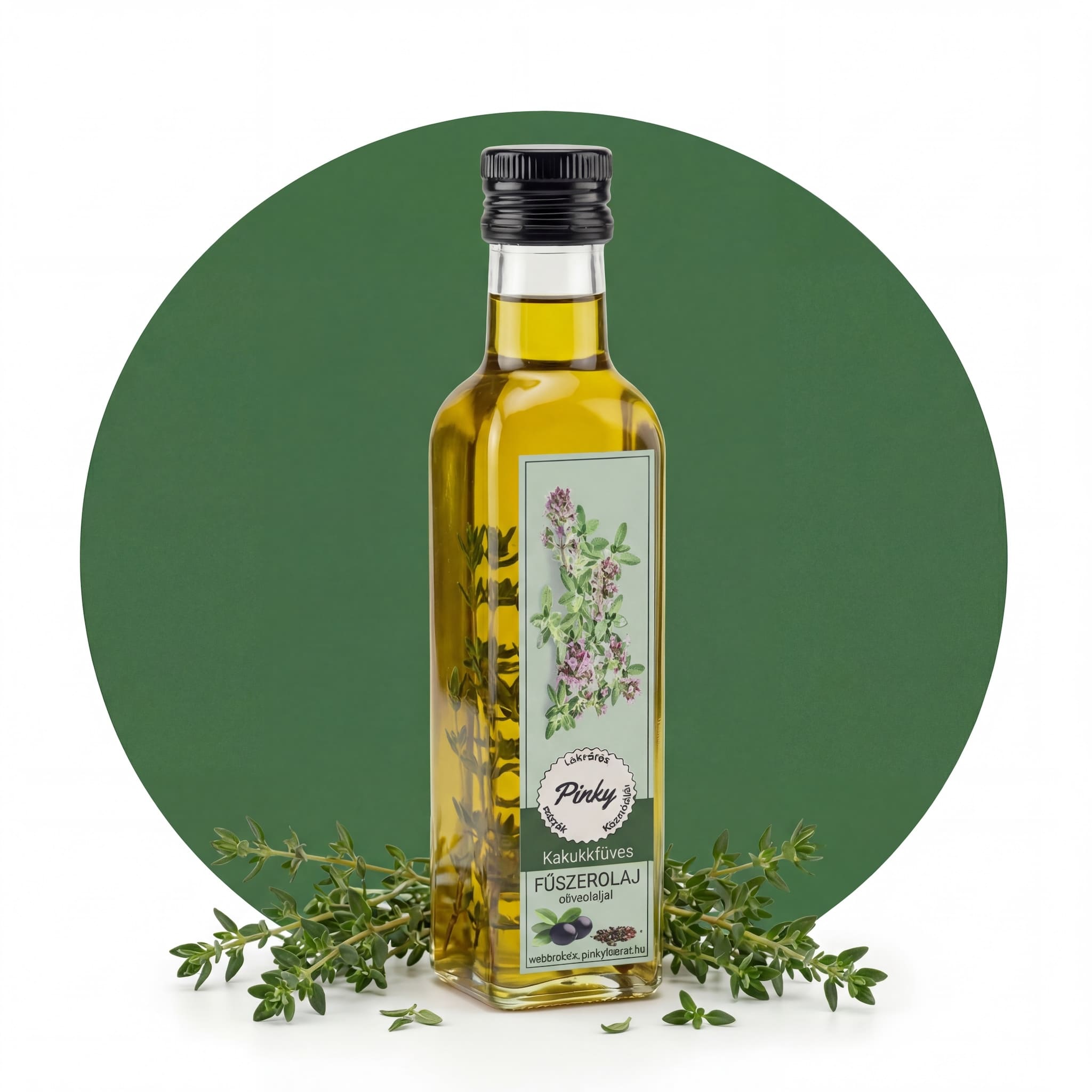 Pinky kézműves kakukkfű extra szűz olívaolaj 250 ml – mediterrán fűszerolaj
