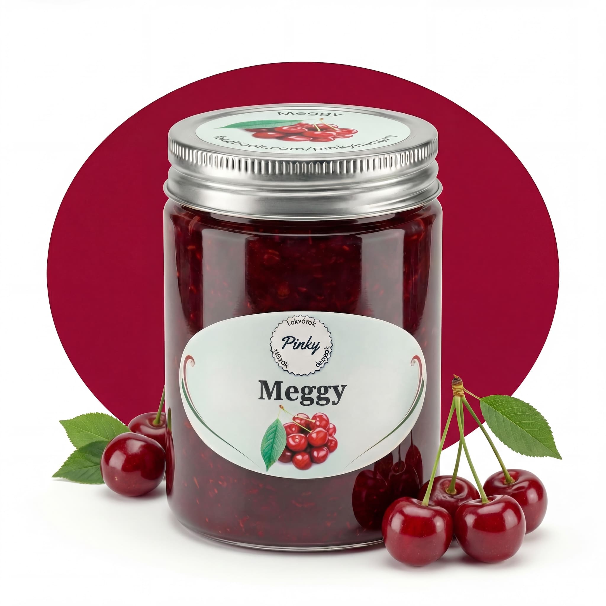 Pinky házi meggy dzsem 355 ml – kézműves, savanykás, természetes